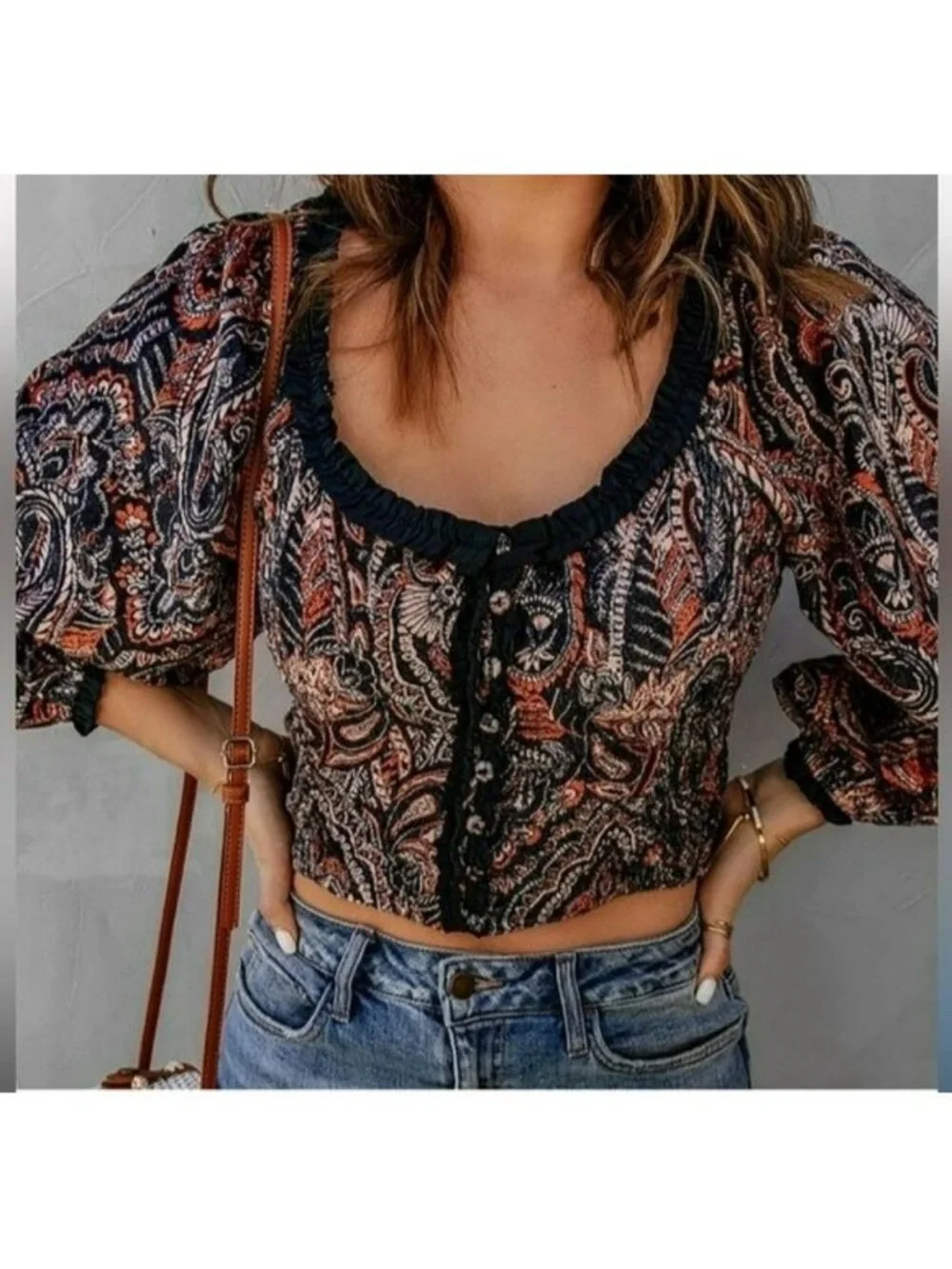 Free People Dare Me Tie-Back Velvet Blouse $128 X-SMALL Black Combo XS Top Shirt